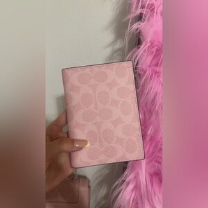 Coach powder pink passport card case NWT